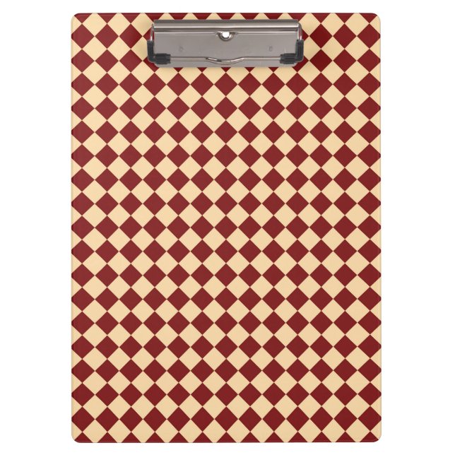 Red Yellow Chequered Diamond Pattern Clipboard (Front)