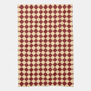 Red Yellow Chequered Diamond Pattern  Kitchen Towel