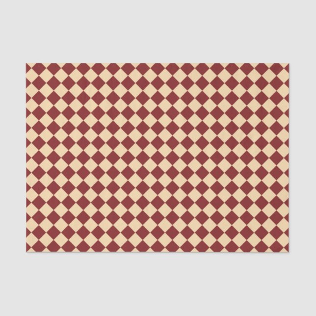 Red Yellow Chequered Diamond Pattern Tissue Paper (Front)