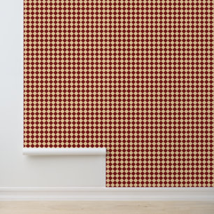 Red Yellow Chequered Diamond Pattern Wallpaper