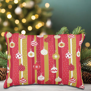 Red Yellow Christmas Tree Ornaments Accent Pillow