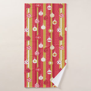 Red Yellow Christmas Tree Ornaments Bath Towel