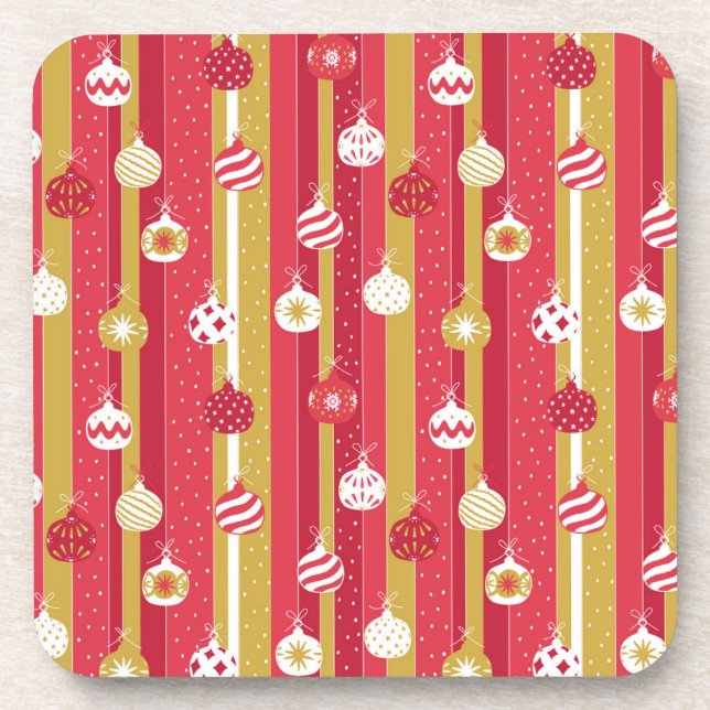 Red Yellow Christmas Tree Ornaments Coaster (Front)
