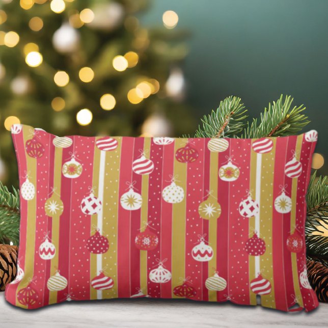 Red Yellow Christmas Tree Ornaments Lumbar Pillow (Creator Uploaded)