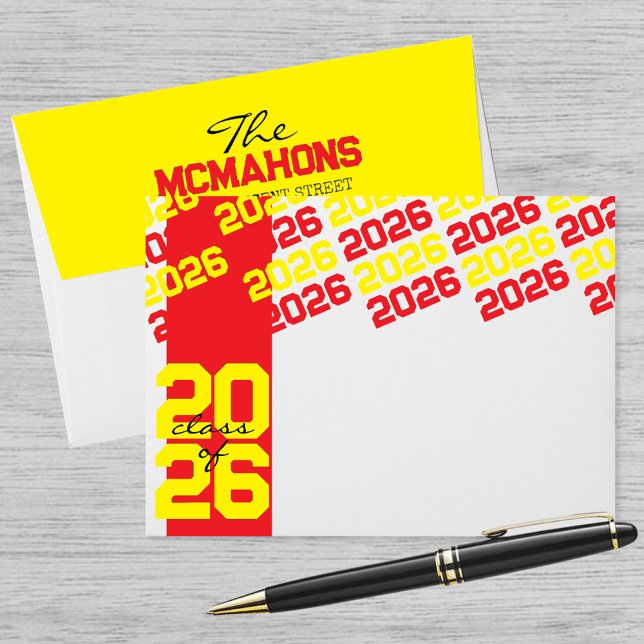 Red & Yellow Class Year + Address Graduation Envelope (Creator Uploaded)