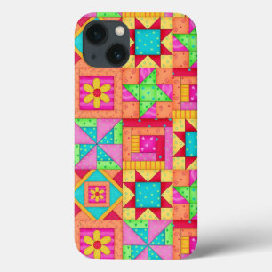 Red Yellow Colourful Patchwork Quilt Art iPhone 13 Case