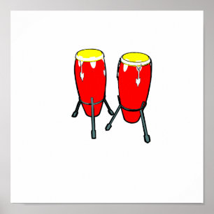 Red Yellow Congas in stands graphic image Poster