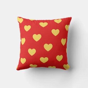 Red Yellow Cozy Shine Modern Romantic Chic Heart  Throw Pillow