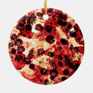 Red yellow daisy flower pattern abstract design ceramic ornament