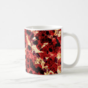 Red yellow daisy flower pattern abstract design coffee mug