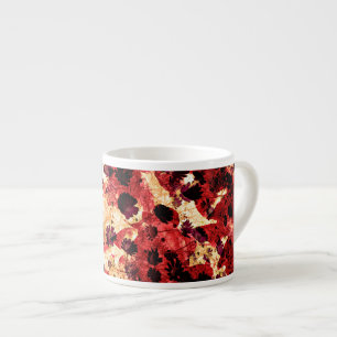 Red yellow daisy flower pattern abstract design espresso cup