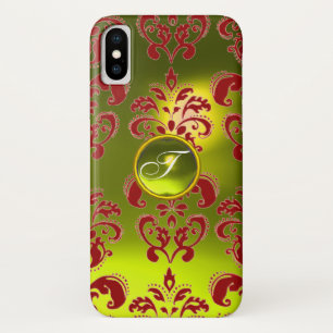 RED YELLOW DAMASK GEMSTONE MONOGRAM Case-Mate iPhone CASE