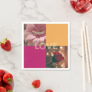 Red, yellow designed paper cocktail celebration napkin