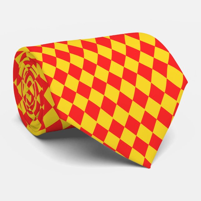 Red & Yellow Diamonds Tie (Rolled)