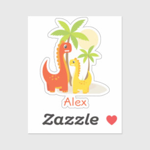 Red Yellow Dinosaur Personalized Sticker for Gifts