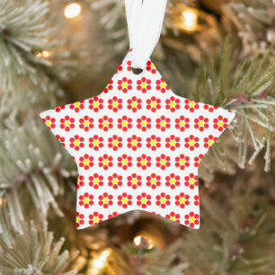 Red Yellow Dots Floral Acrylic Ornament