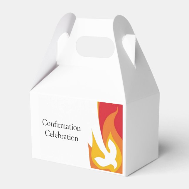Red Yellow Fire and Dove Confirmation Editable Favor Box (Front Side)