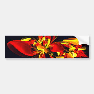 Red Yellow Floral Modern Abstract Art Pattern #10 Bumper Sticker