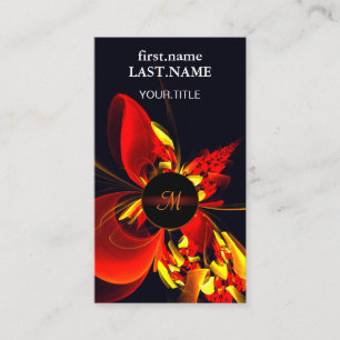 Red Yellow Floral Modern Abstract Art Pattern #10 Business Card
