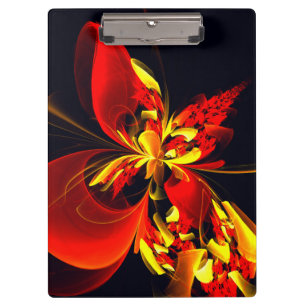 Red Yellow Floral Modern Abstract Art Pattern #10 Clipboard