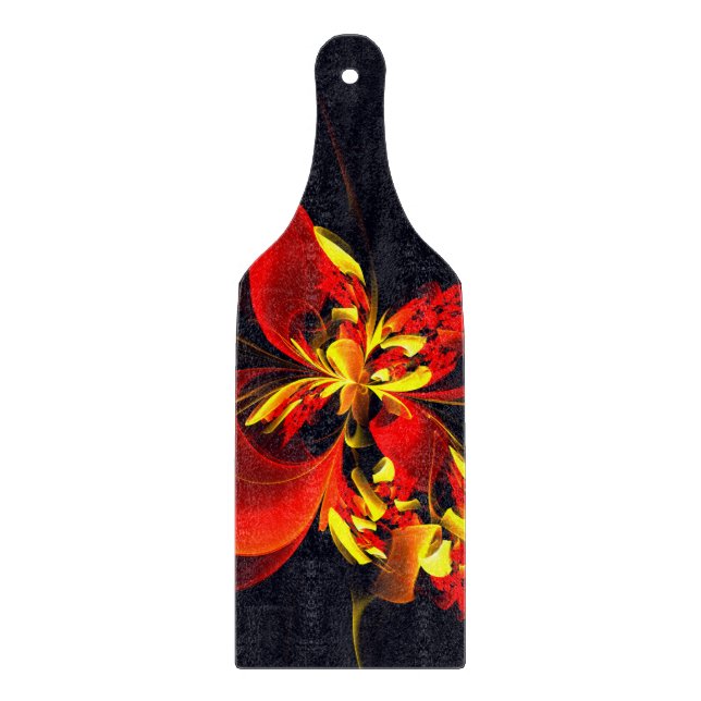 Red Yellow Floral Modern Abstract Art Pattern #10 Cutting Board (Front)