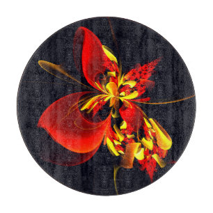 Red Yellow Floral Modern Abstract Art Pattern #10 Cutting Board