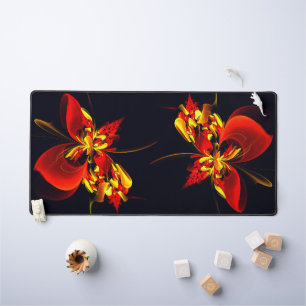 Red Yellow Floral Modern Abstract Art Pattern #10 Desk Mat