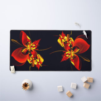Red Yellow Floral Modern Abstract Art Pattern #10 Desk Mat