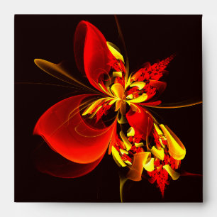 Red Yellow Floral Modern Abstract Art Pattern #10 Envelope