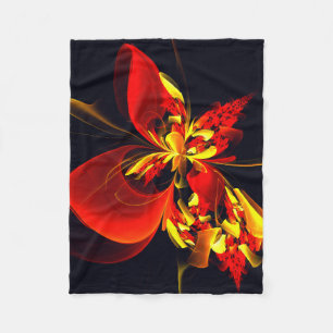 Red Yellow Floral Modern Abstract Art Pattern #10 Fleece Blanket