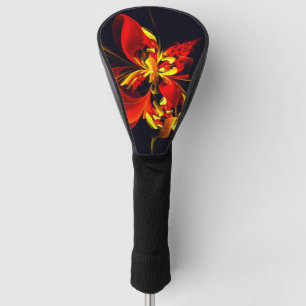Red Yellow Floral Modern Abstract Art Pattern #10 Golf Head Cover