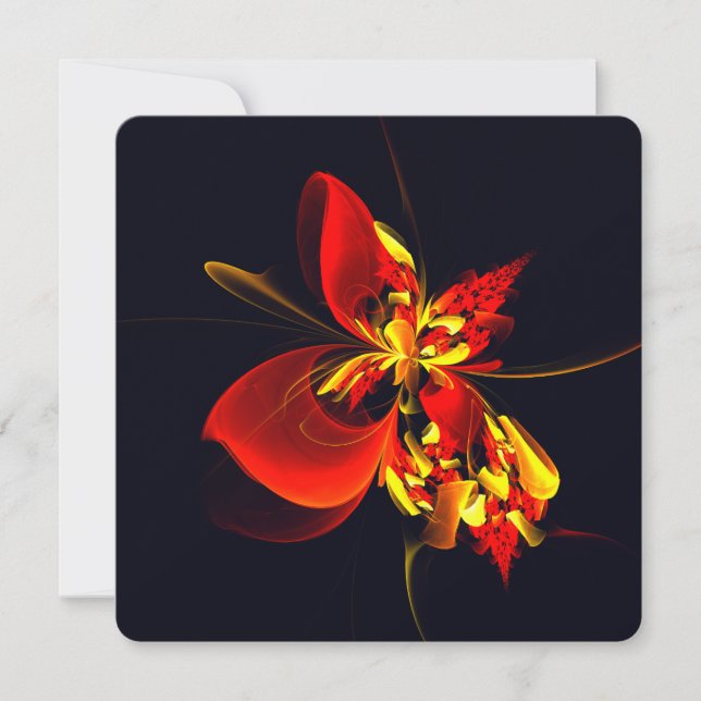 Red Yellow Floral Modern Abstract Art Pattern #10 Invitation (Front)