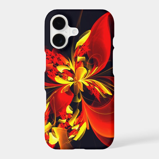 Red Yellow Floral Modern Abstract Art Pattern #10 iPhone Case (Back)