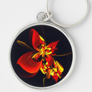 Red Yellow Floral Modern Abstract Art Pattern #10 Keychain