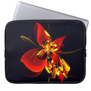 Red Yellow Floral Modern Abstract Art Pattern #10 Laptop Sleeve