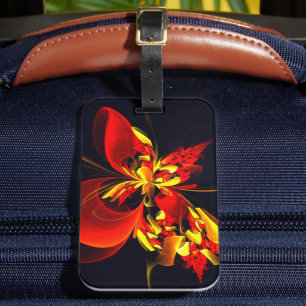 Red Yellow Floral Modern Abstract Art Pattern #10 Luggage Tag
