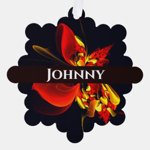 Red Yellow Floral Modern Abstract Art Pattern #10 Ornament Card