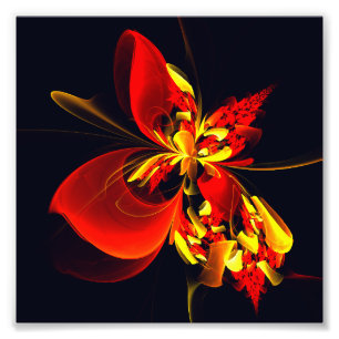 Red Yellow Floral Modern Abstract Art Pattern #10 Photo Print