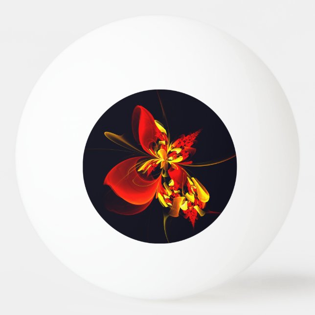 Red Yellow Floral Modern Abstract Art Pattern #10 Ping Pong Ball (Front)