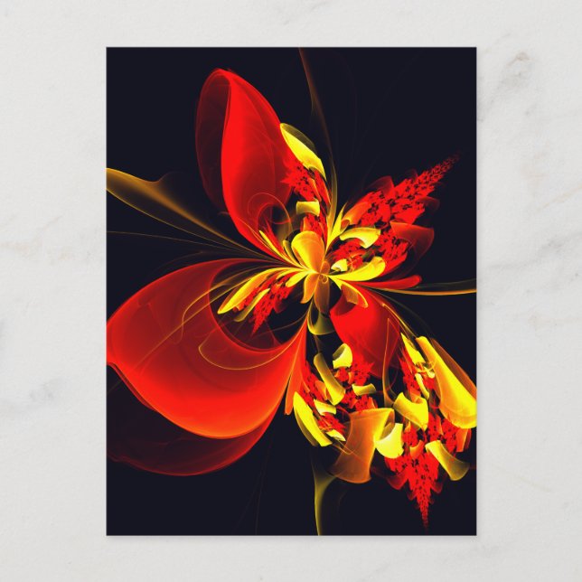 Red Yellow Floral Modern Abstract Art Pattern #10 Postcard (Front)