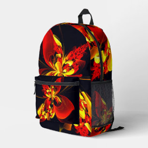 Red Yellow Floral Modern Abstract Art Pattern #10 Printed Backpack