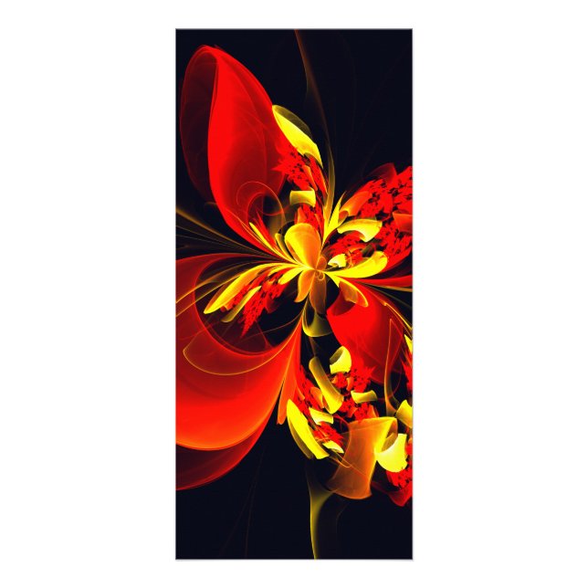 Red Yellow Floral Modern Abstract Art Pattern #10 Rack Card (Front)