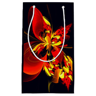 Red Yellow Floral Modern Abstract Art Pattern #10 Small Gift Bag