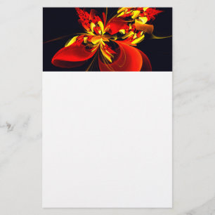Red Yellow Floral Modern Abstract Art Pattern #10 Stationery