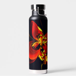 Red Yellow Floral Modern Abstract Art Pattern #10 Water Bottle