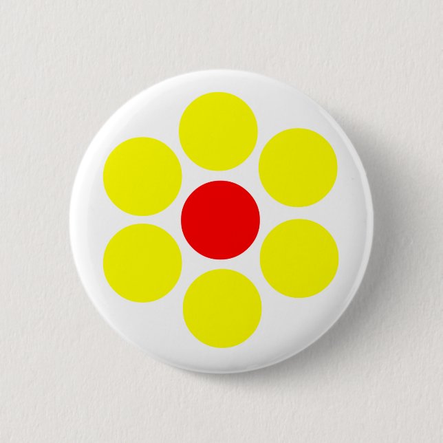 Red Yellow Flower Simple Minimal 2 Inch Round Button (Front)