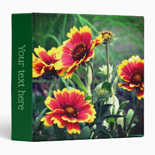 Red Yellow Gaillardia Daisy Flower Personalized Binder