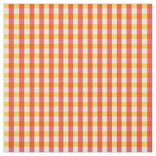 Red Yellow Gingham Check Design Fabric