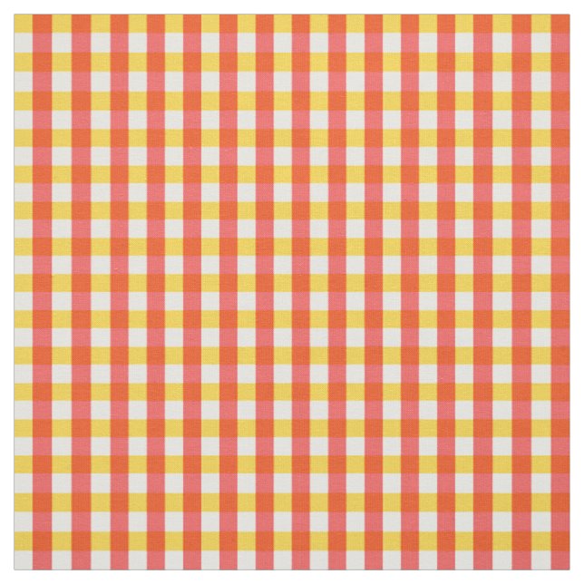 Red Yellow Gingham Check Design  Fabric (Swatch)