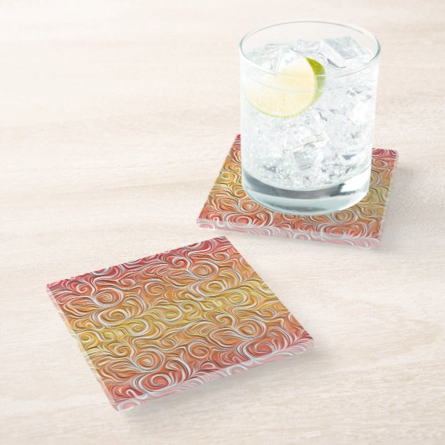 Red Yellow Glass Coaster (Angled)